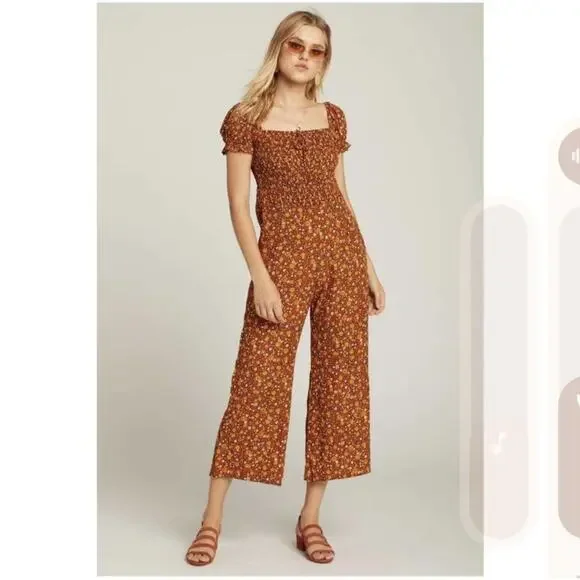 Faithful The Brand Della Jumspuit in Chocolate Nicasia Floral Size 4 G - Picture 4 of 12